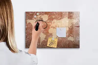 Magnetisk verdenskorttavle til at tegne på med murstensprint
