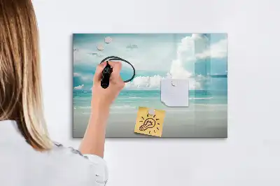 Magnetisk skrivetavle med motiv af havlandskab