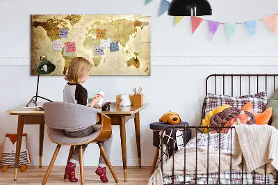 Magnetisk skrivetavle med motiv af gammelt verdenskort