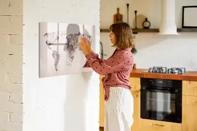 Akvarel verdenskort magnetisk skrivetavle