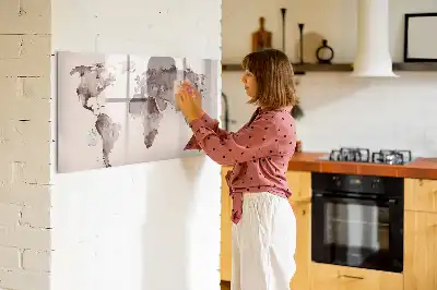 Akvarel verdenskort magnetisk skrivetavle