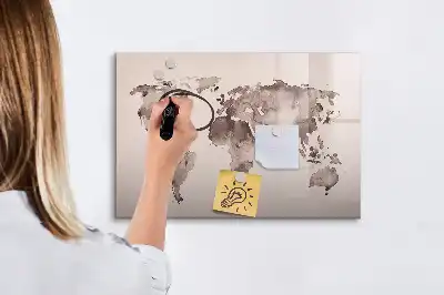 Akvarel verdenskort magnetisk skrivetavle