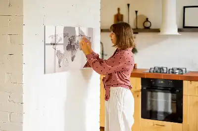 Akvarel verdenskort magnetisk skrivetavle
