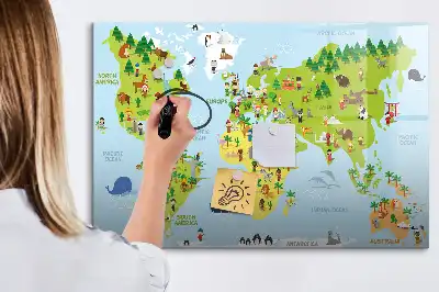 Magnetisk verdenskorttavle til at tegne på