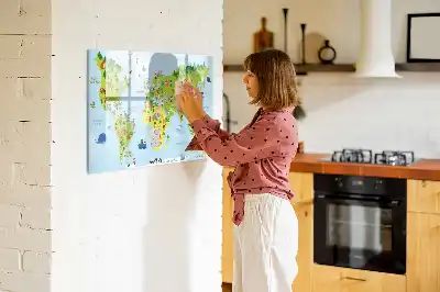 Magnetisk verdenskorttavle til at tegne på