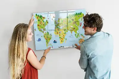 Magnetisk verdenskorttavle til at tegne på