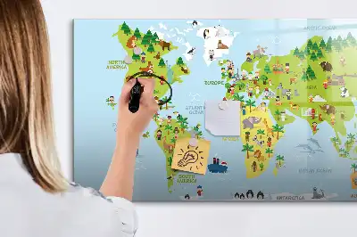 Magnetisk verdenskorttavle til at tegne på