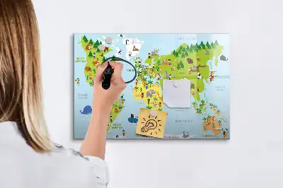 Magnetisk verdenskorttavle til at tegne på