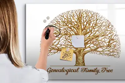 Magnetisk skrivetavle med motiv af gammelt slægtstræ