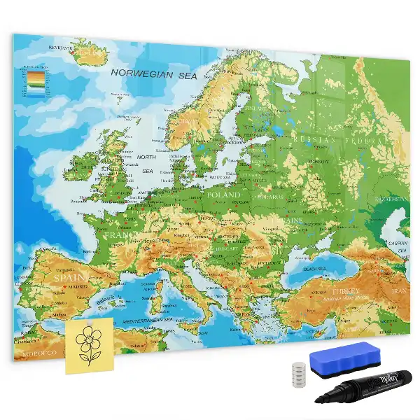 Geografisk verdenskort magnetisk tavle til at tegne på