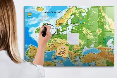 Geografisk verdenskort magnetisk tavle til at tegne på