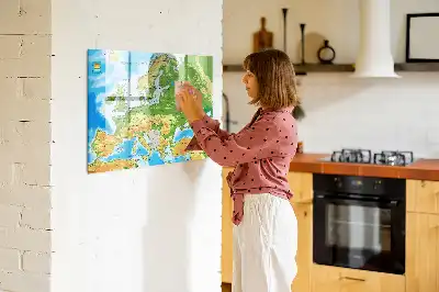 Geografisk verdenskort magnetisk tavle til at tegne på