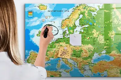 Geografisk verdenskort magnetisk tavle til at tegne på