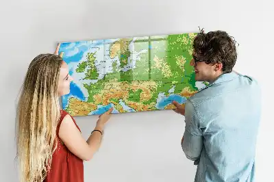 Geografisk verdenskort magnetisk tavle til at tegne på