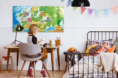 Geografisk verdenskort magnetisk tavle til at tegne på