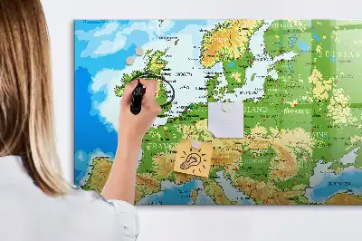Geografisk verdenskort magnetisk tavle til at tegne på