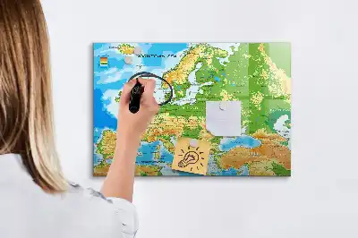 Geografisk verdenskort magnetisk tavle til at tegne på