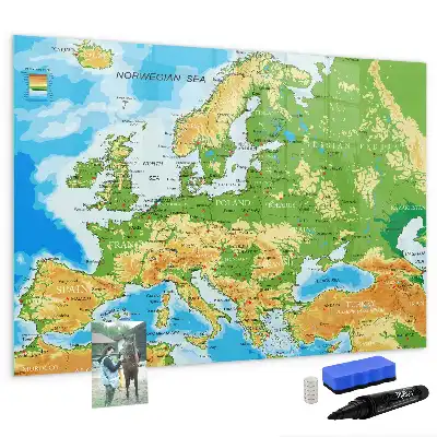 Geografisk verdenskort magnetisk tavle til at tegne på