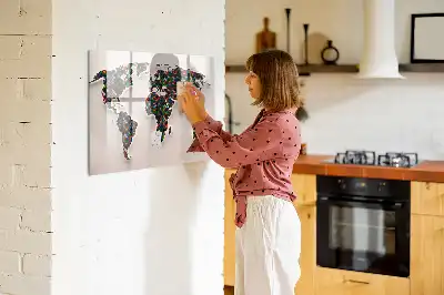 Magnetisk verdenskort tavle til at tegne på med verdenskort-motiv