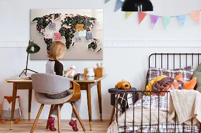 Magnetisk verdenskort tavle til at tegne på med verdenskort-motiv