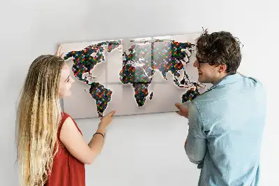 Magnetisk verdenskort tavle til at tegne på med verdenskort-motiv