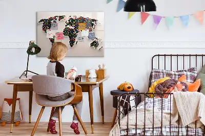 Magnetisk verdenskort tavle til at tegne på med verdenskort-motiv