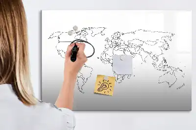 Magnetisk verdenskorttavle til at tegne på