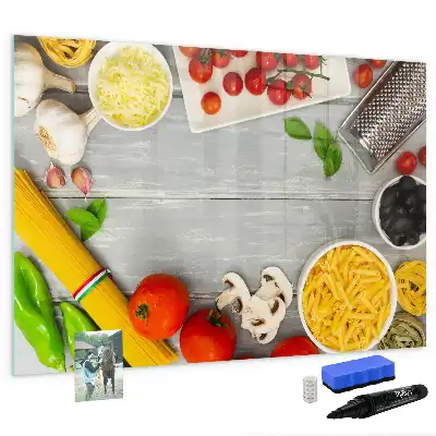 Magnetisk skrivetavle med ingredienser
