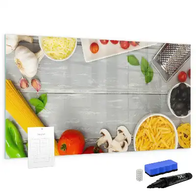 Magnetisk skrivetavle med ingredienser