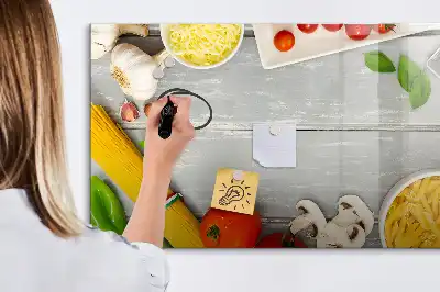 Magnetisk skrivetavle med ingredienser