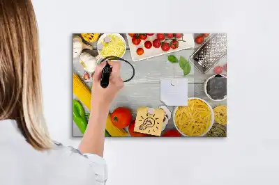 Magnetisk skrivetavle med ingredienser