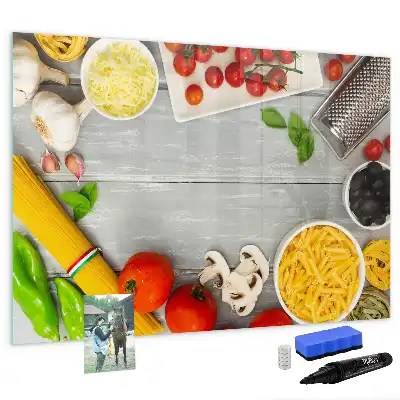 Magnetisk skrivetavle med ingredienser