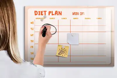 Magnetisk ugens madplan tavle til at tegne på