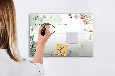 Magnetisk skrivetavle med plads til opskrifter