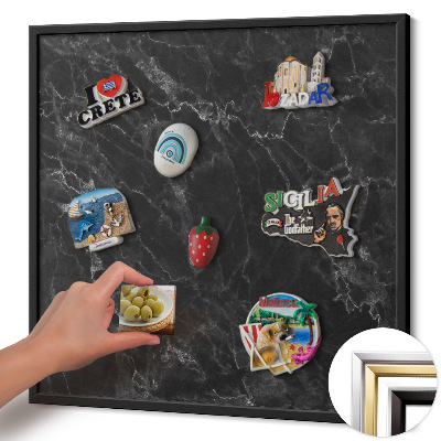 Opslagstavle magnet med sort ramme Elegant sort marmor