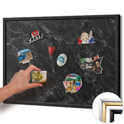 Opslagstavle magnet med sort ramme Elegant sort marmor