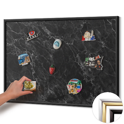 Opslagstavle magnet med sort ramme Elegant sort marmor