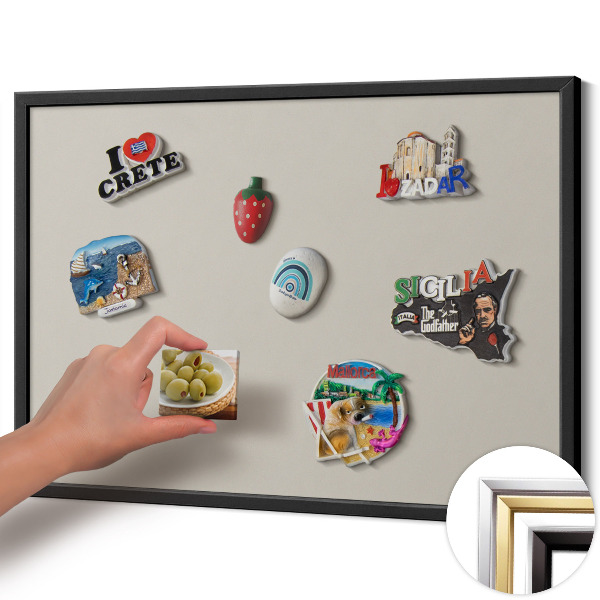 Opslagstavle magnet med sort ramme Farve creme