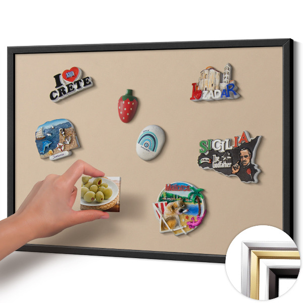 Opslagstavle magnet med sort ramme Farve beige