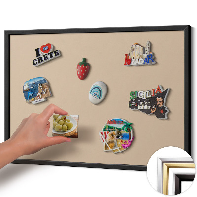 Opslagstavle magnet med sort ramme Farve beige