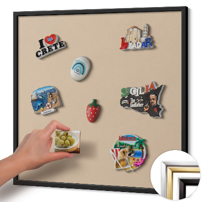 Opslagstavle magnet med sort ramme Farve beige