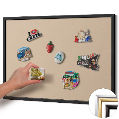 Opslagstavle magnet med sort ramme Farve beige