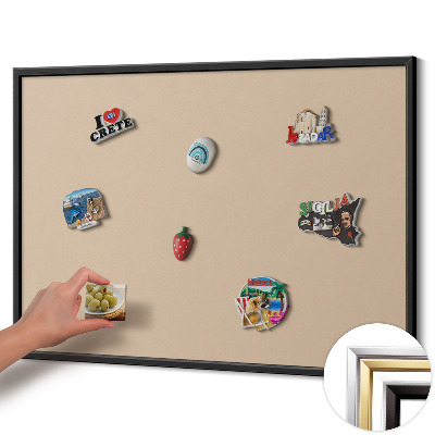 Opslagstavle magnet med sort ramme Farve beige
