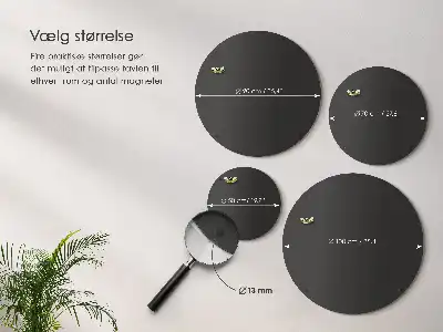 Magnetisk tavle til rejsemagneter i rund sort udgave