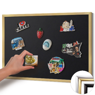 Opslagstavle magnet med guldramme Farve sort