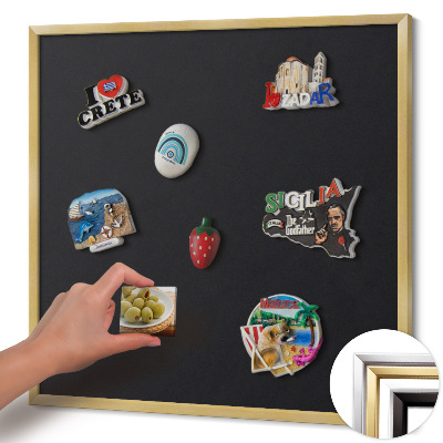 Opslagstavle magnet med guldramme Farve sort