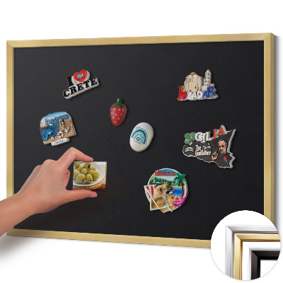 Opslagstavle magnet med guldramme Farve sort