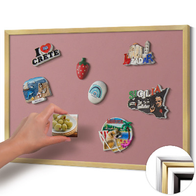 Opslagstavle magnet med guldramme Farve pastelrosa