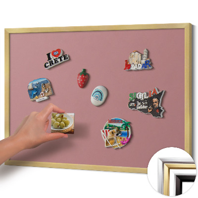 Opslagstavle magnet med guldramme Farve pastelrosa