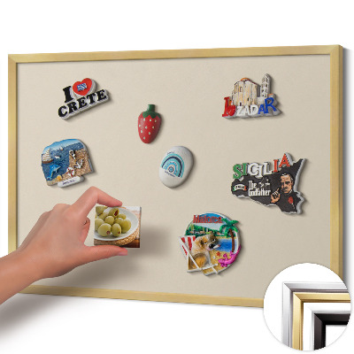 Opslagstavle magnet med guldramme Farve lys beige